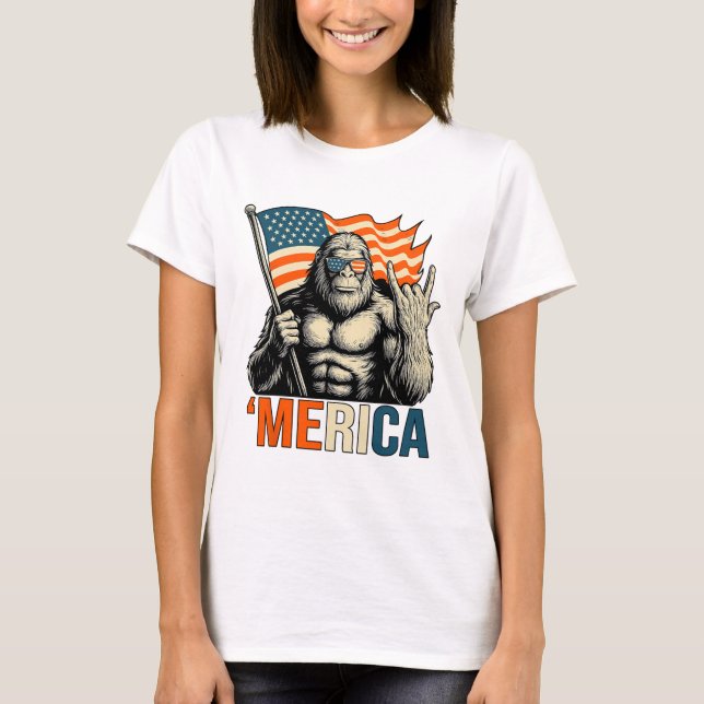 T-shirt Drapeau de gorille ‘merica Lunettes de soleil drôl (Devant)