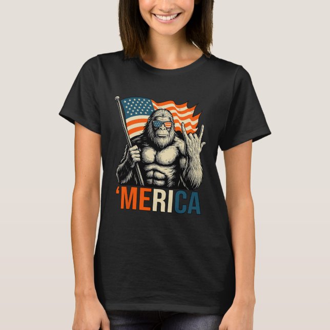 T-shirt Drapeau de gorille ‘merica Lunettes de soleil drôl (Devant)