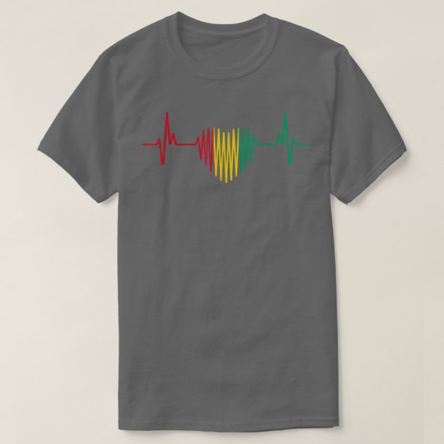 T-shirt Drapeau de Guinée Design Heartbeat (Design devant)