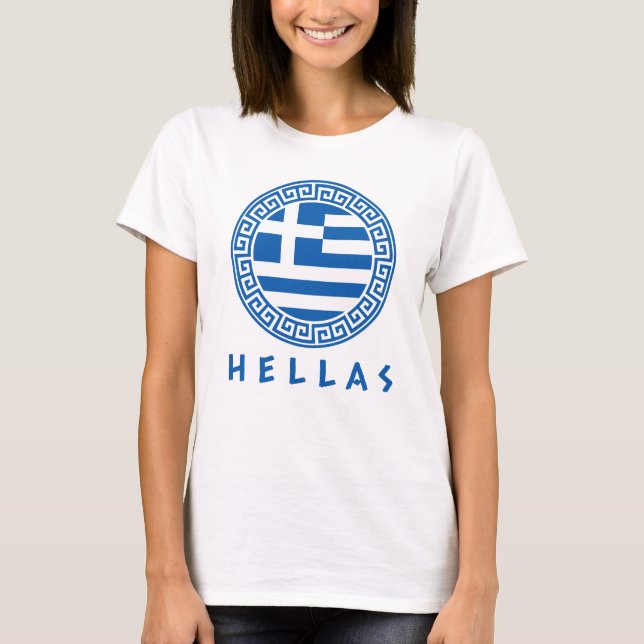 T-shirt Drapeau de Hellas blanc féminin de Grèce (Devant)