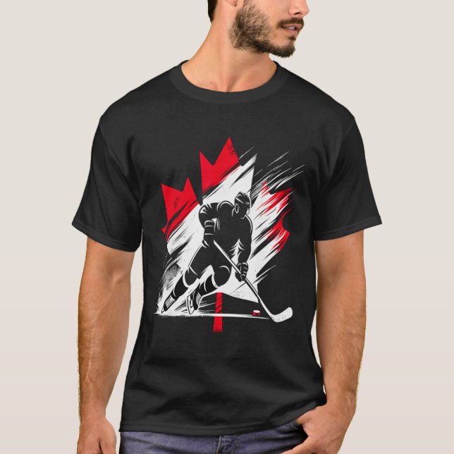 T-shirt Drapeau de hockey Canada  (Devant)