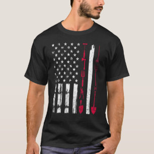 T-shirt Drapeau de jardinage américain Fiers jardinier amé