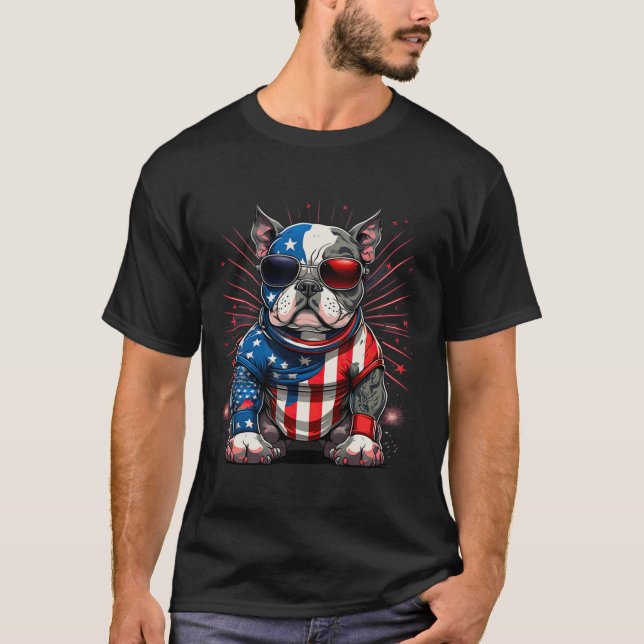 T-shirt Drapeau de juillet Patriotic American Bulg Us (Devant)