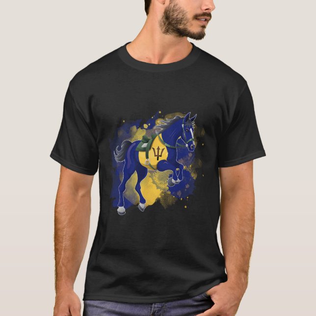 T-shirt Drapeau de la Barbade équitation (Devant)