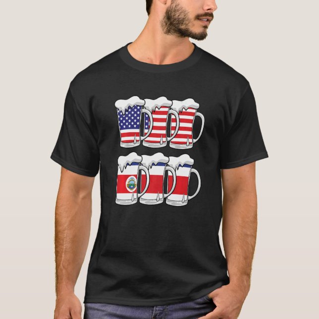 T-shirt Drapeau de la bière Usa Costa Rica Usa Costa Rica (Devant)