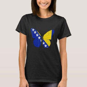 T-shirt Drapeau de la Bosnie-Herzégovine Papillon Graphiqu