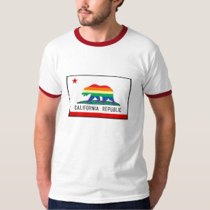 T-shirt Drapeau de la Californie avec l'ours d'arc-en-ciel