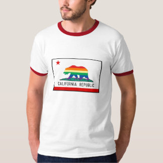 T-shirt Drapeau de la Californie avec l'ours d'arc-en-ciel