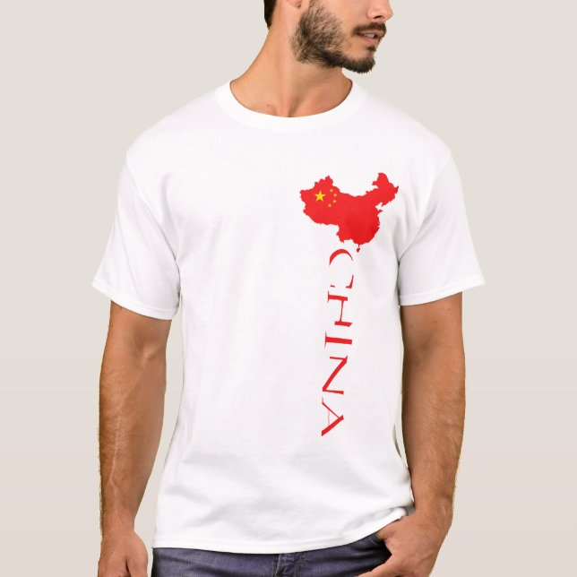 T-shirt Drapeau de la carte de Chine (Devant)