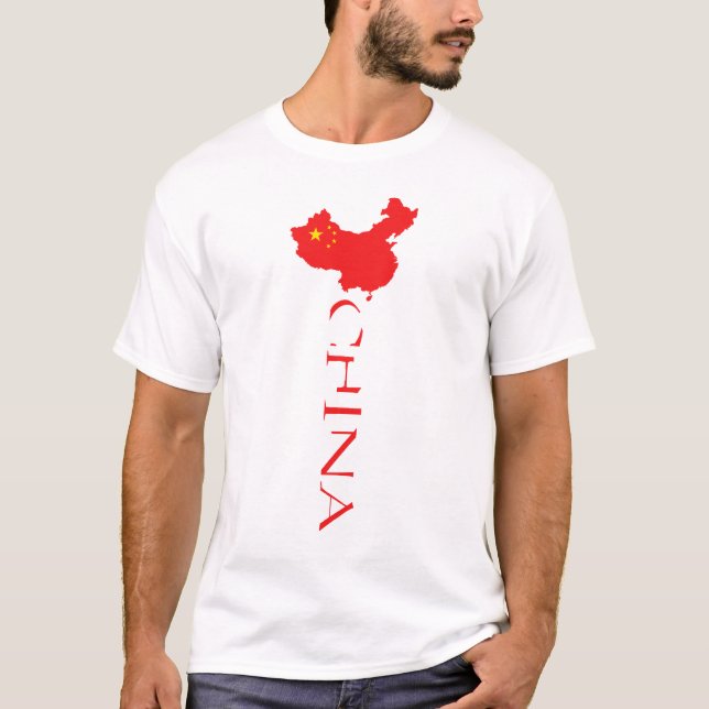 T-shirt Drapeau de la carte de Chine (Devant)