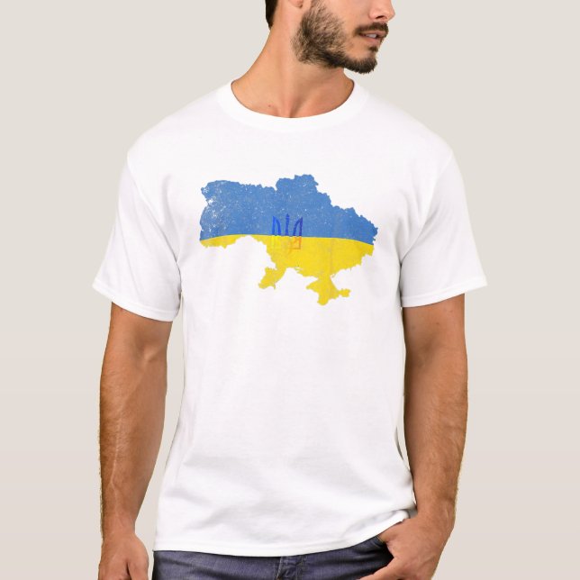 T-shirt Drapeau de la carte de l'Ukraine (Devant)