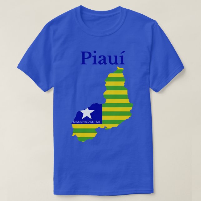 T-shirt Drapeau de la carte de Piaui Brésil (Design devant)