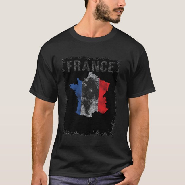 T-shirt Drapeau de la carte France (Devant)