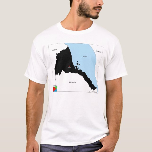 T-shirt drapeau de la carte politique de l'eritrea (Devant)