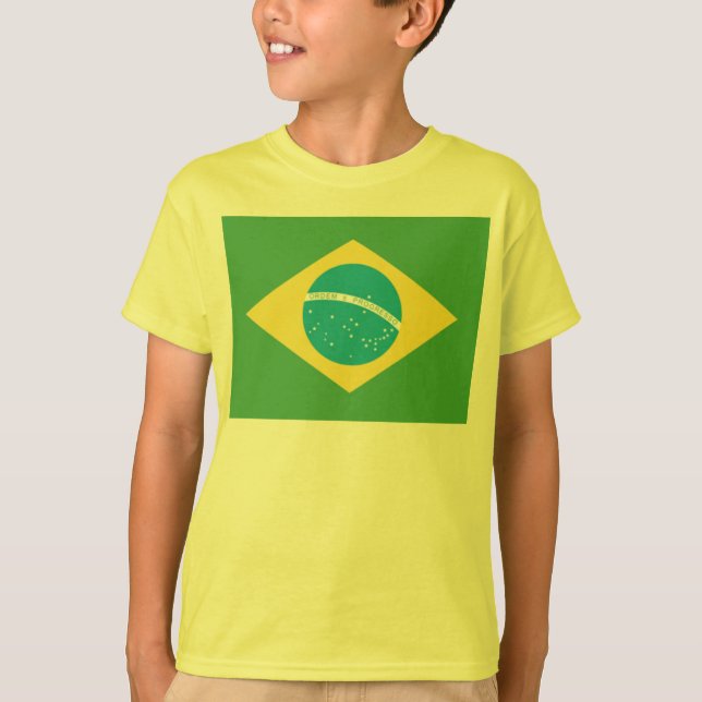 T-shirt Drapeau de la chemise brésilienne pour enfants (Devant)