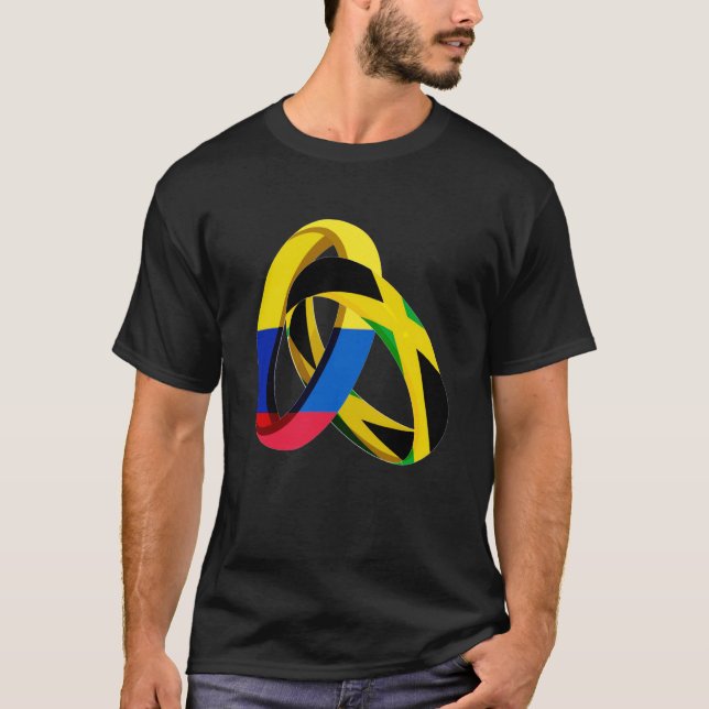 T-shirt Drapeau de la Colombie Mariage de l'anneau de mari (Devant)