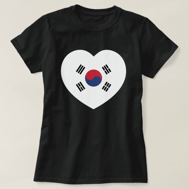T-shirt Drapeau de la Corée du Sud Cœur (Design devant)