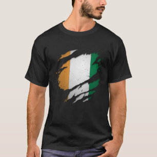T-shirt Drapeau de la Côte d'Ivoire arraché à la fierté