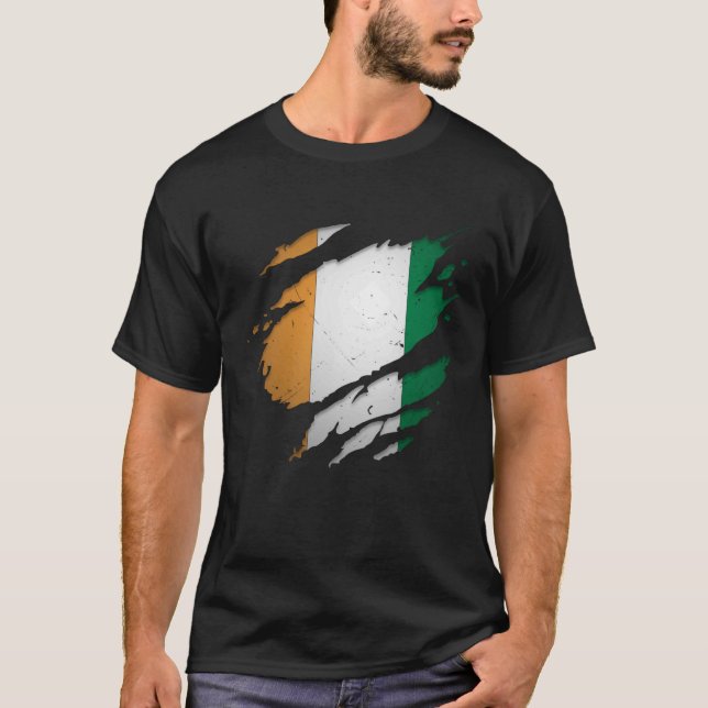 T-shirt Drapeau de la Côte d'Ivoire arraché à la fierté (Devant)