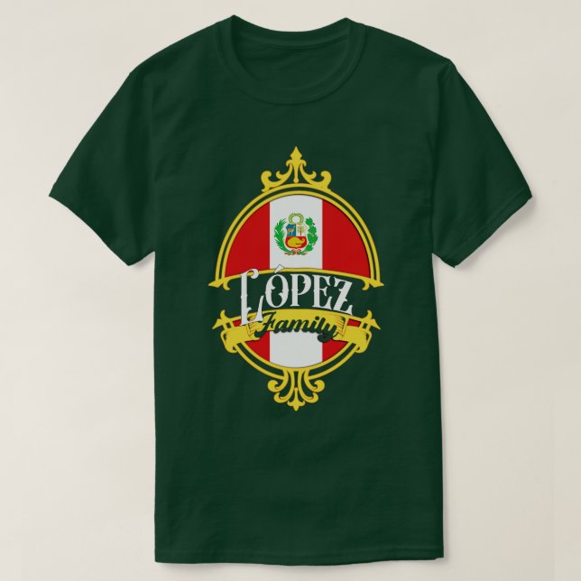 T-shirt Drapeau de la famille Lopez Pérou (Design devant)