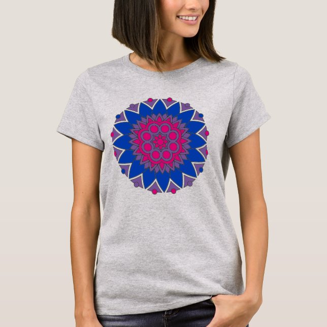 T-shirt Drapeau de la fierté bisexuelle Couleurs Mandala L (Devant)
