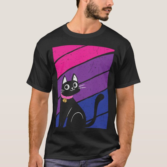 T-shirt Drapeau de la fierté bisexuelle et chat bisexuel (Devant)