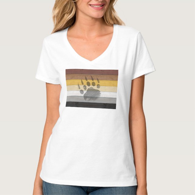 T-shirt drapeau de la fierté de l'ours de SlipperyJoe text (Devant)