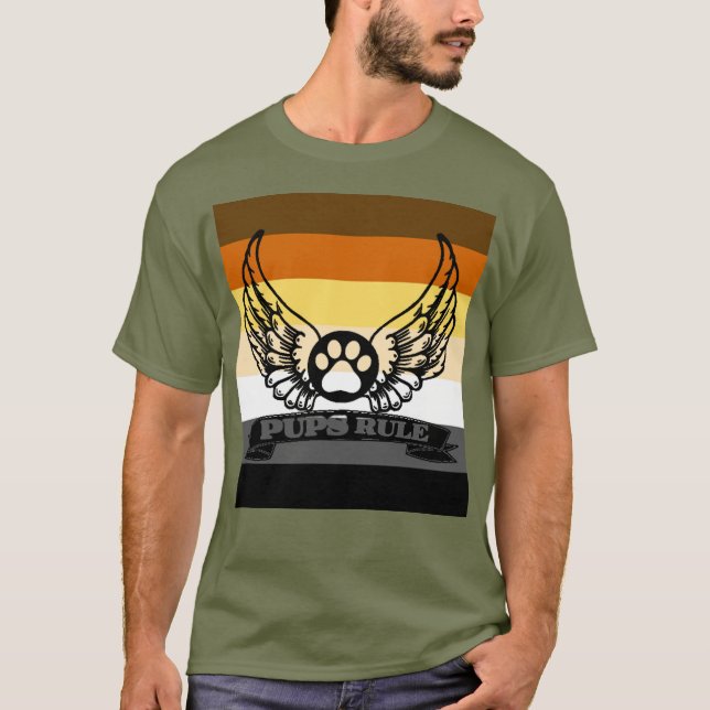 T-shirt Drapeau de la fierté de l'ours PUPS règne Ailes d' (Devant)