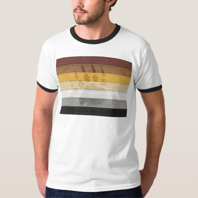T-shirt drapeau de la fierté de l'ours SlipperyJoe's textu (Devant)