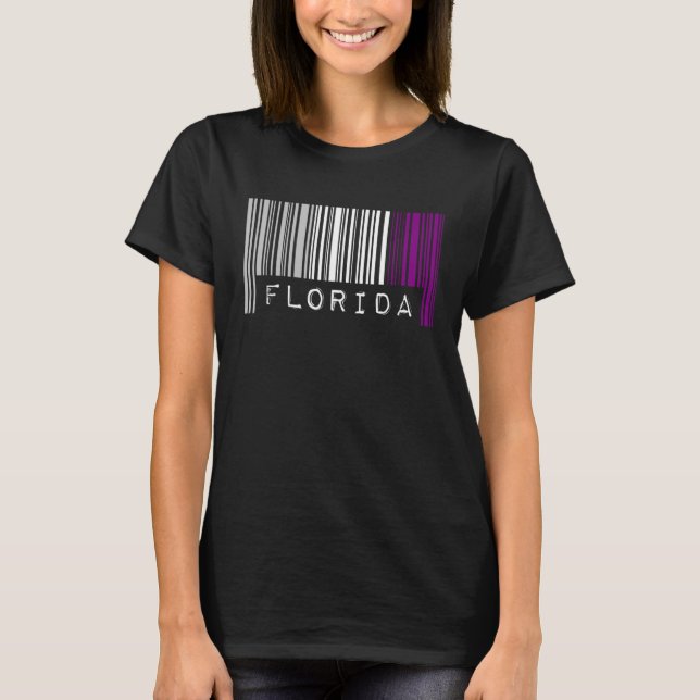 T-shirt Drapeau de la fierté du code-barres aseksuel Flori (Devant)