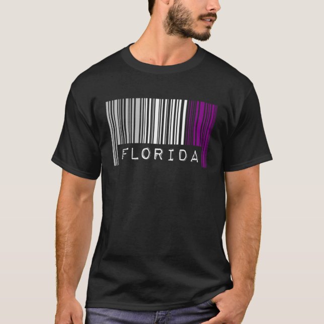 T-shirt Drapeau de la fierté du code-barres asexeuel Flori (Devant)