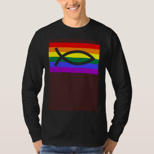T-shirt Drapeau de la fierté gay LGBTQ poisson Jésus allié