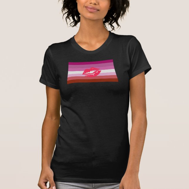T-shirt Drapeau de la fierté lesbienne (Devant)