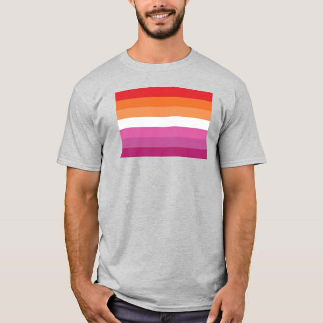 T-shirt Drapeau de la fierté lesbienne (coucher du soleil) (Devant)