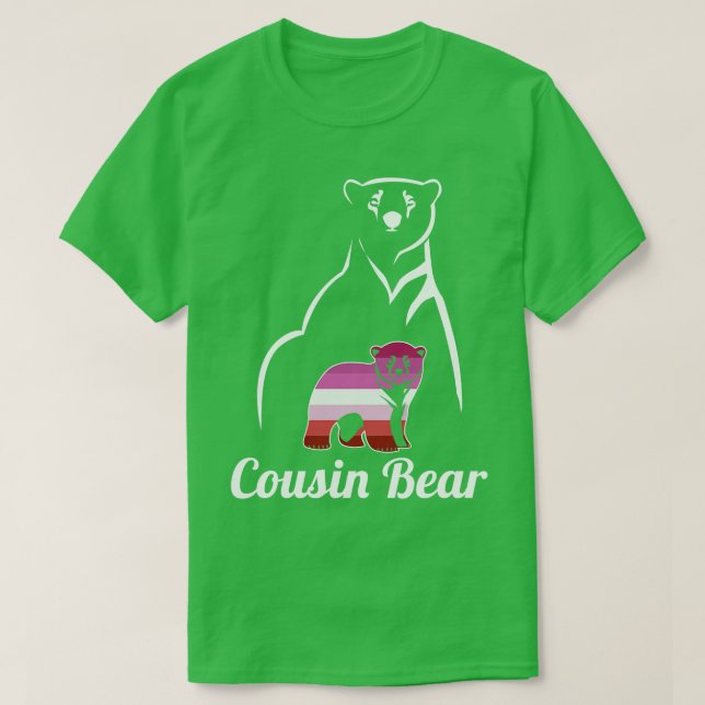 T-shirt Drapeau de la fierté lesbienne de l'ours cousin le (Design devant)