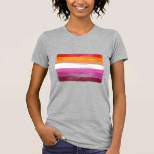 T-shirt Drapeau de la fierté lesbienne peint avec des band