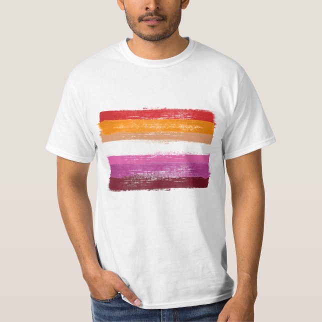 T-shirt Drapeau de la fierté lesbienne peint rayures de co (Devant)