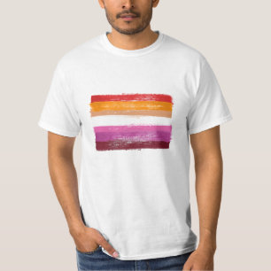 T-shirt Drapeau de la fierté lesbienne peint rayures de co