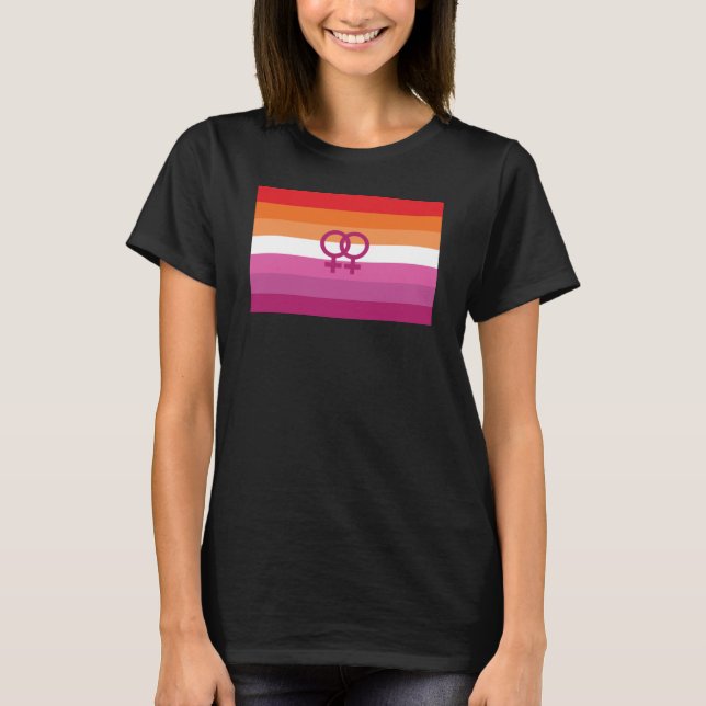 T-shirt Drapeau de la fierté lesbienne WLW (coucher du sol (Devant)