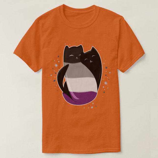 T-shirt Drapeau de la Fierté LGBT de chat d'Asexué (Design devant)