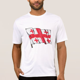 T-shirt Drapeau de la Géorgie rouge et blanc à cinq croix