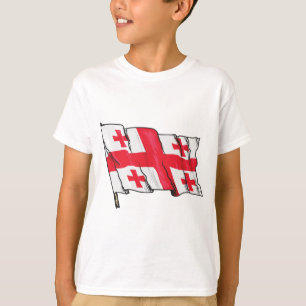 T-shirt Drapeau de la Géorgie rouge et blanc avec cinq cro