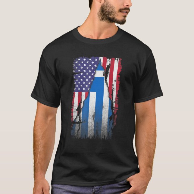 T-shirt Drapeau de la Grèce des États-Unis Distressed Gree (Devant)
