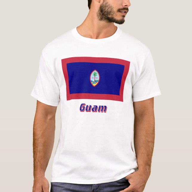 T-shirt Drapeau de la Guam avec le nom (Devant)