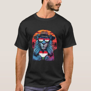T-shirt Drapeau de la Hongrie Lion Coucher de soleil Cœur