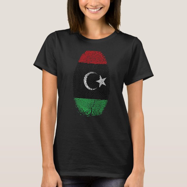 T-shirt Drapeau de la Libye Empreinte digitale C'est dans  (Devant)