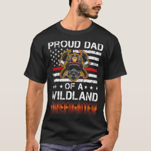 T-shirt Drapeau de la ligne rouge Fier papa d'un Firefi sa