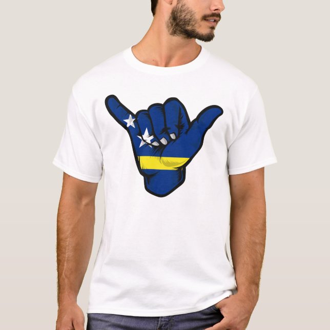 T-shirt Drapeau de la main Shaka de Curaçao (Devant)