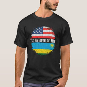 T-shirt Drapeau de la moitié américaine Rwanda USA Rwanda