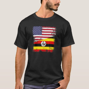 T-shirt Drapeau de la moitié de l'Ouganda Vintage Ougand